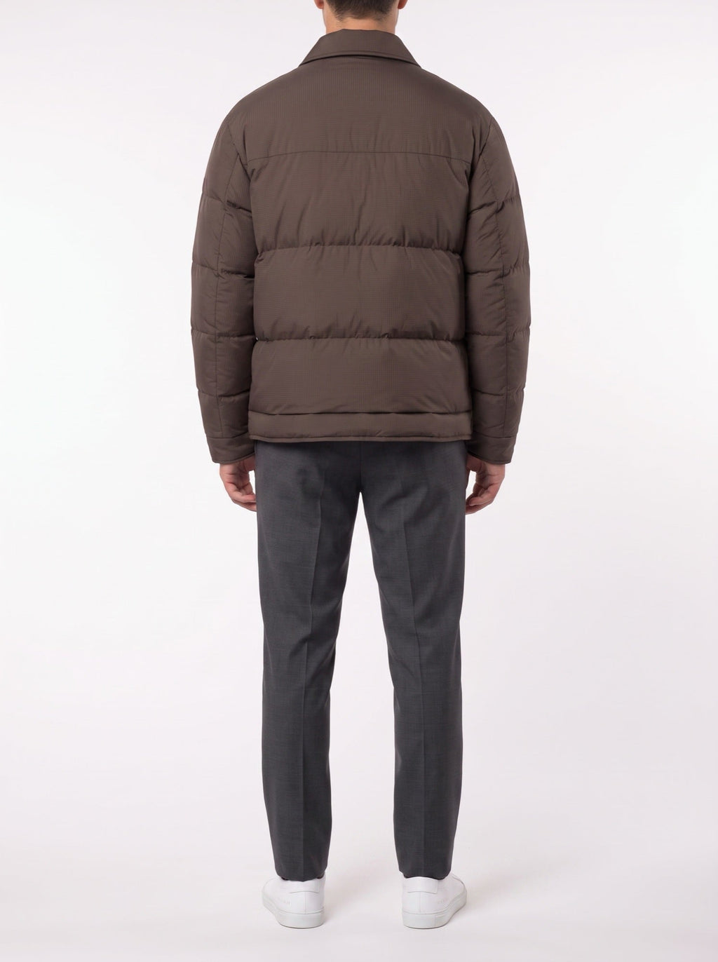 Winter plaid luxury jacquard dunjakke — Mørkebrun#farge_m-rkebrun