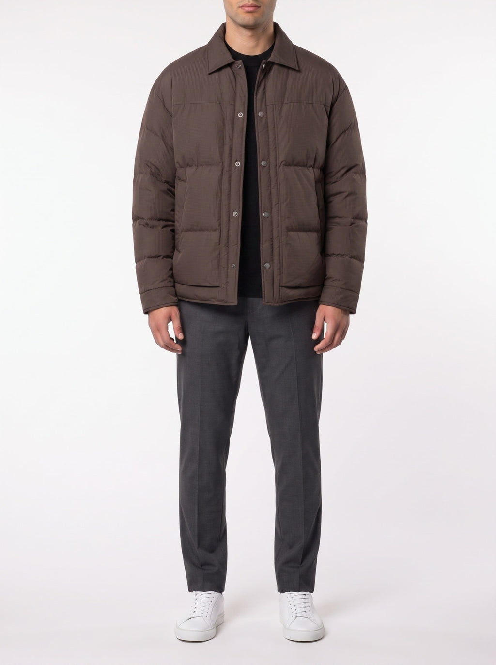 Winter plaid luxury jacquard dunjakke — Mørkebrun#farge_m-rkebrun