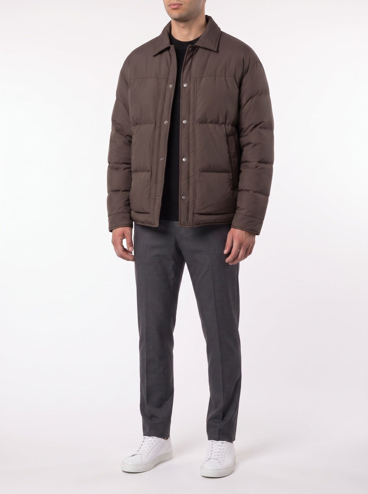 Winter plaid luxury jacquard dunjakke — Mørkebrun#farge_m-rkebrun