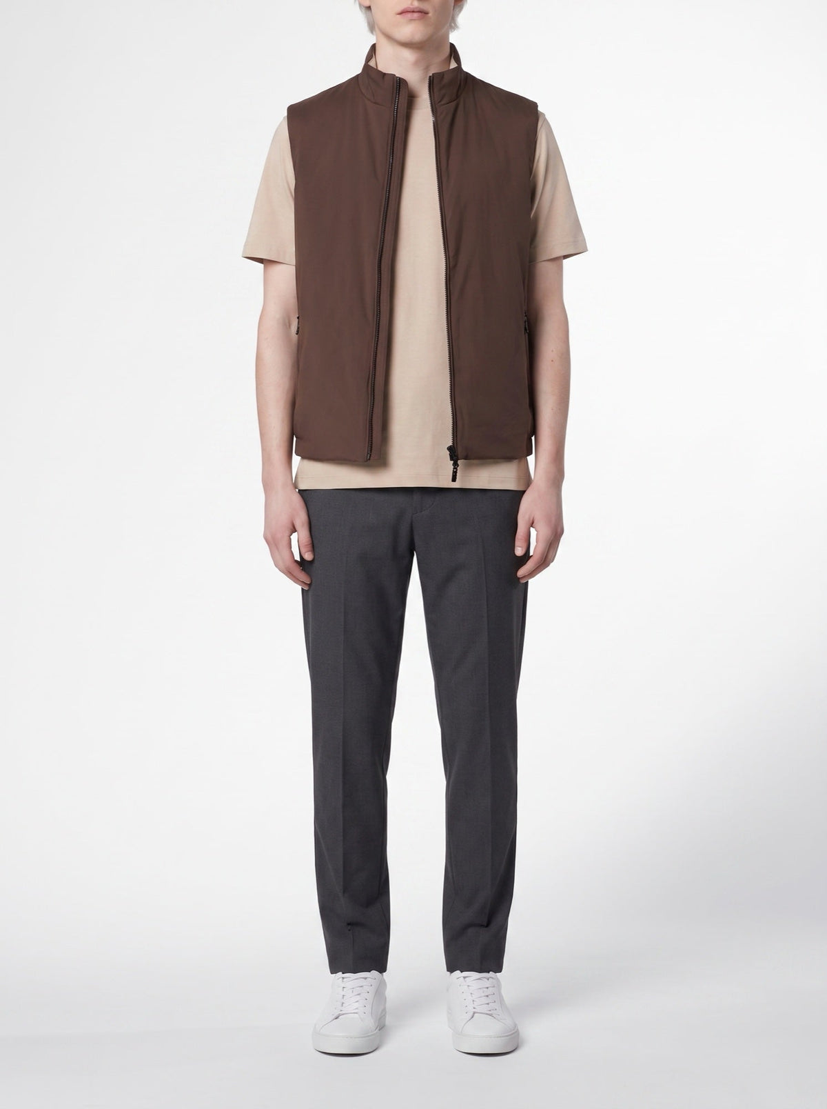 Vendbar vest – Ibenholt/Beige