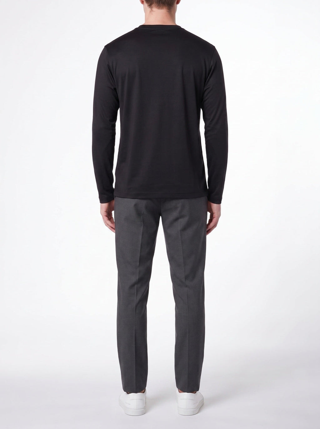 SVART → Långärmad lyx-T-shirt – Svart
