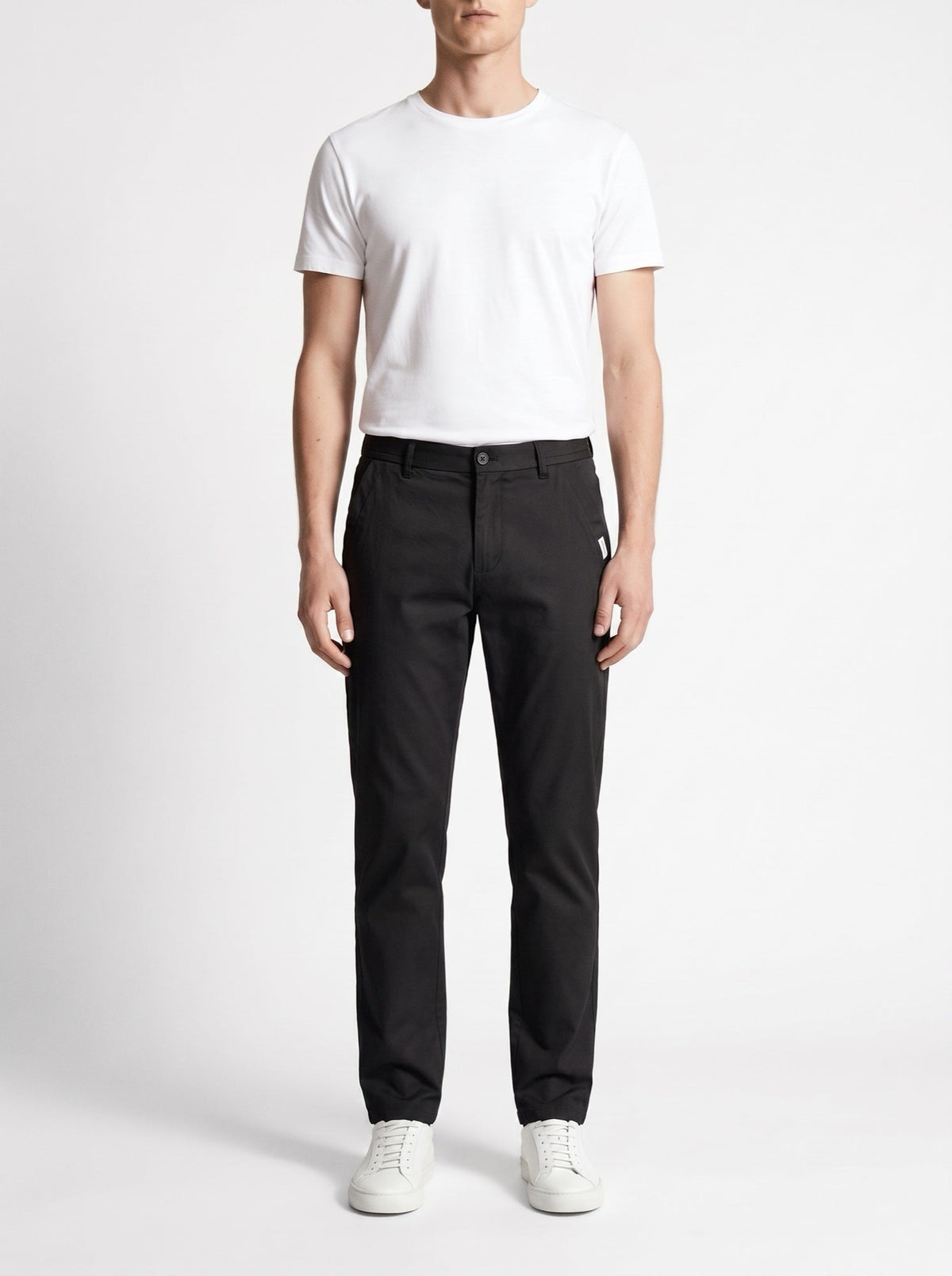 Slim fit-bukser i ren bomull — Svart#farge_svart