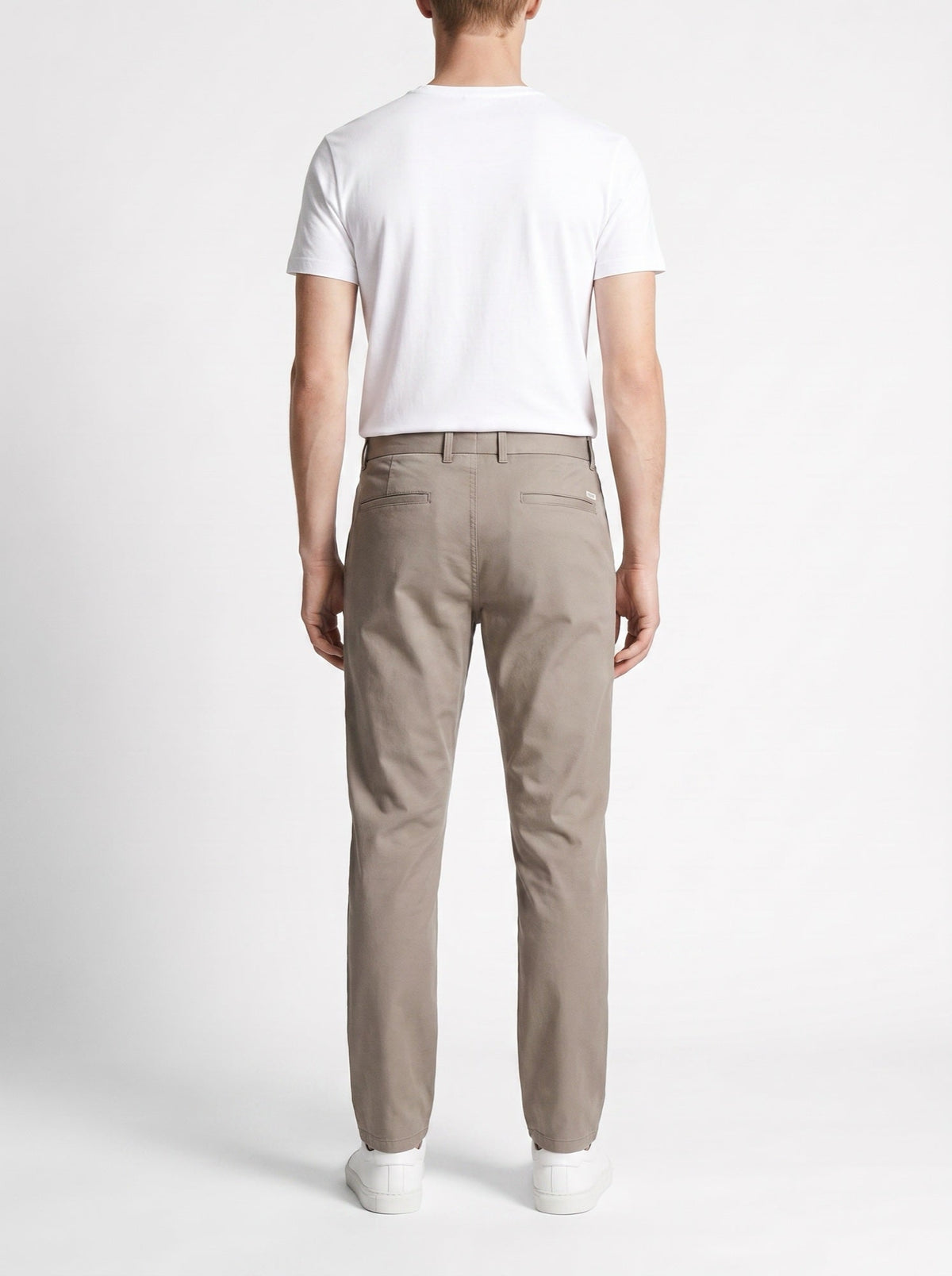 Slim fit-bukser i ren bomull — Kaki#farge_kaki