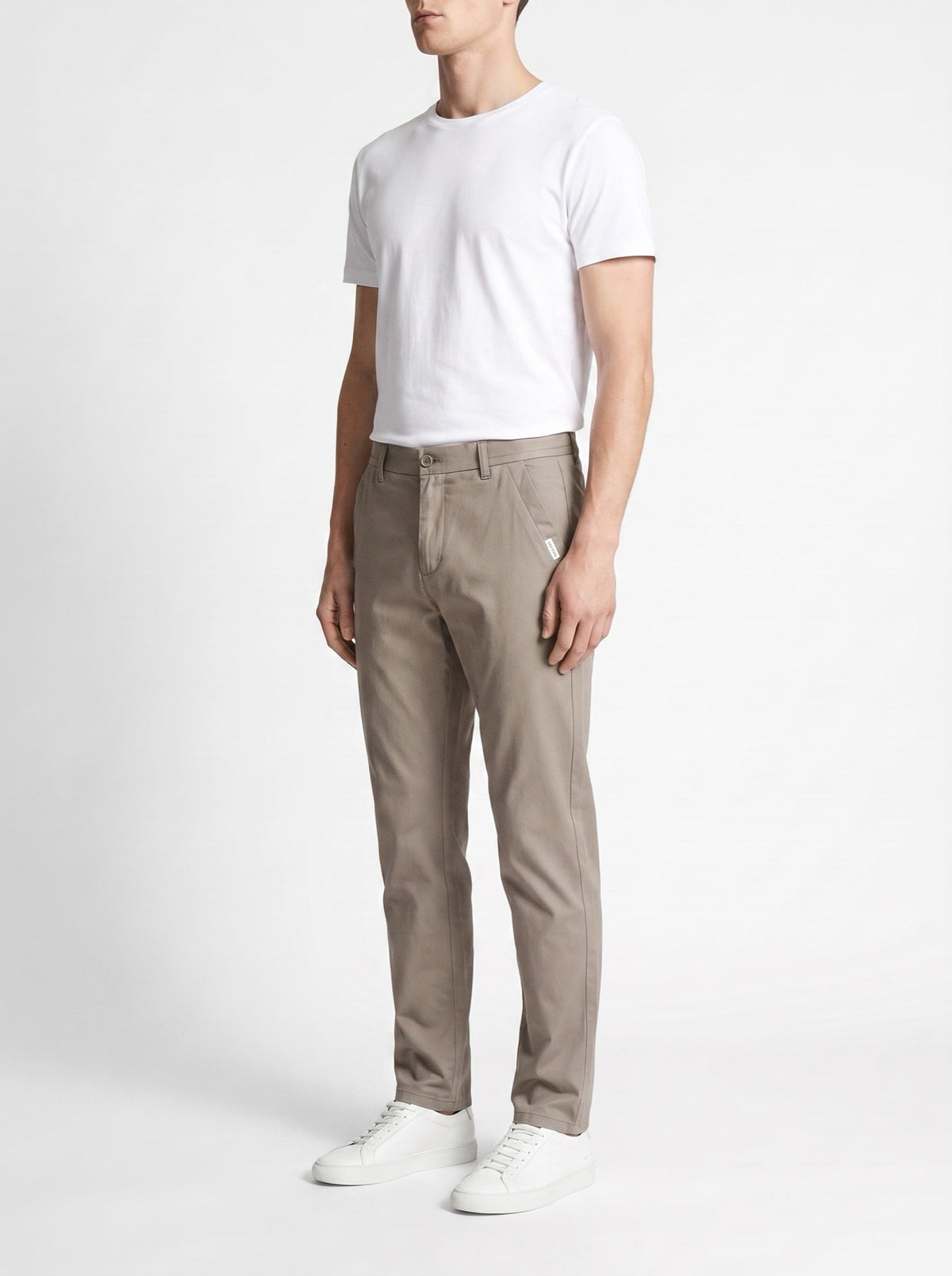 Slim fit-bukser i ren bomull — Kaki#farge_kaki