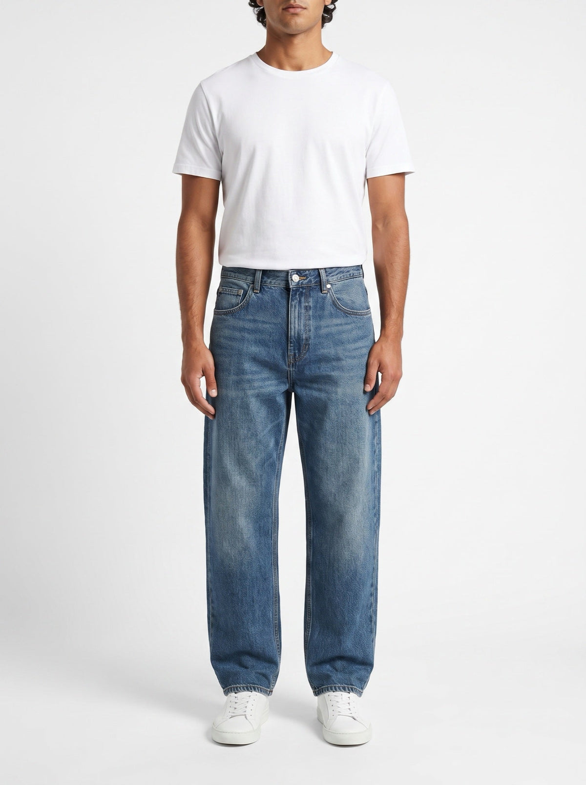 Oversize, avslappnade vintagejeans med raka ben