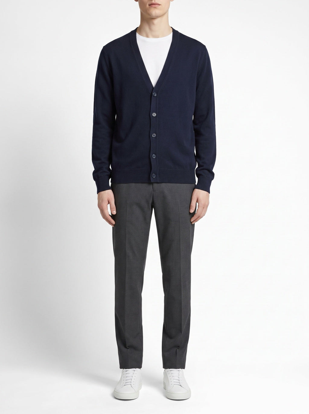 Mo Maike Essential strikket cardigan med v-hals — Marineblå#farge_marinebl