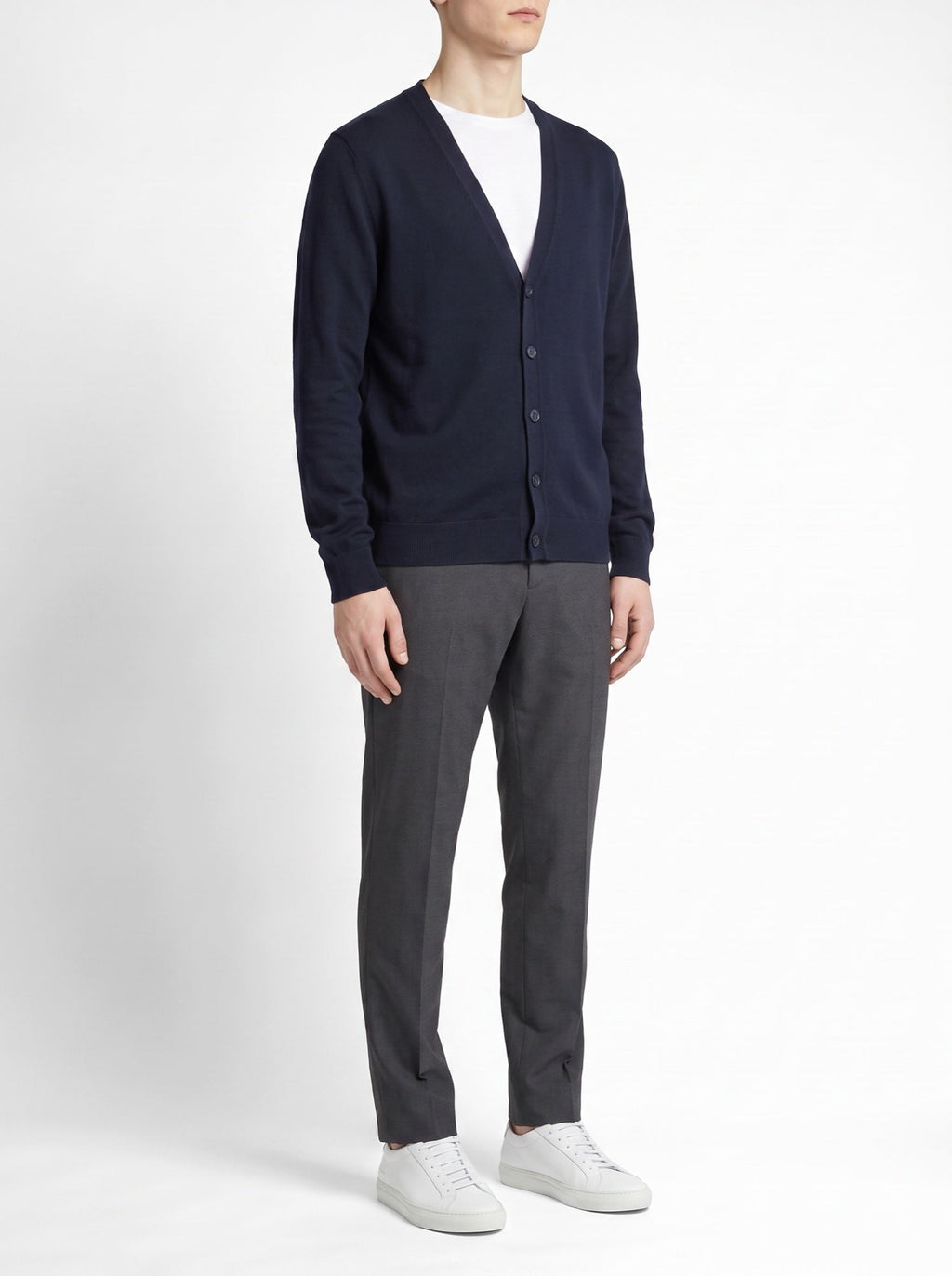 Mo Maike Essential strikket cardigan med v-hals — Marineblå#farge_marinebl