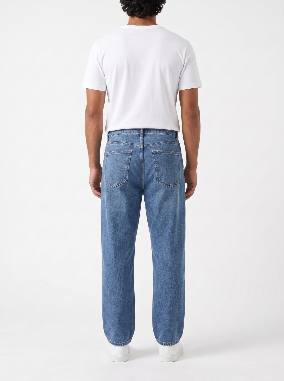 Klassiska raka jeans i tvättad indigodenim