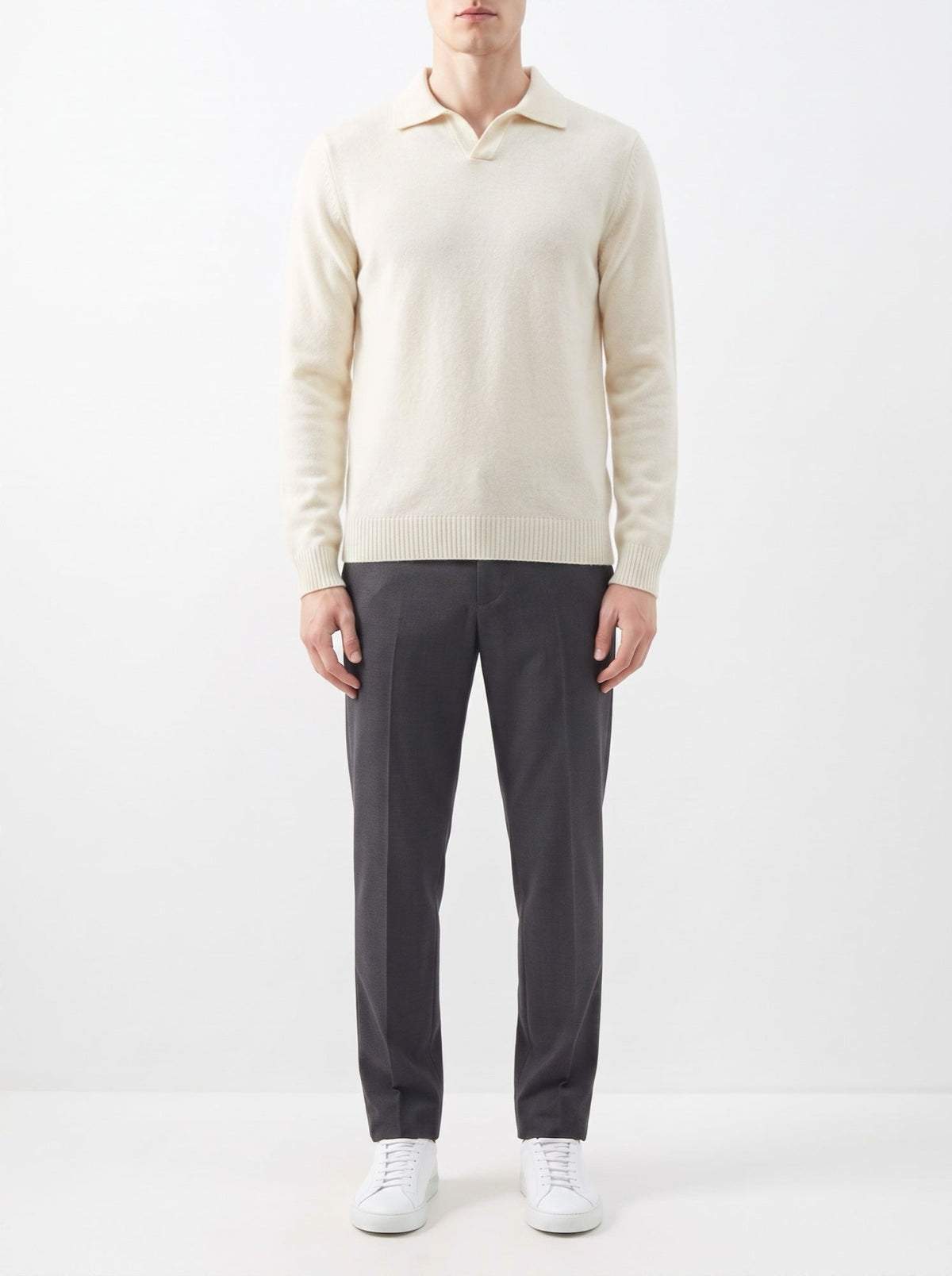 Elegant vest med polokrage — Elfenben#farge_elfenben