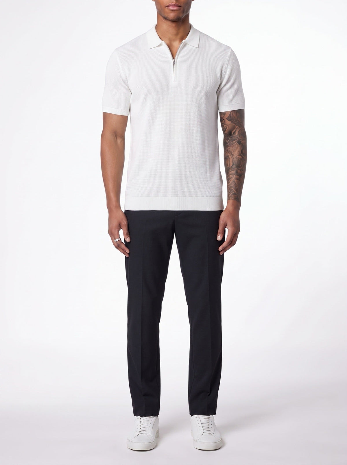 Contour poloskjorte med glidelås — Hvit#farge_hvit