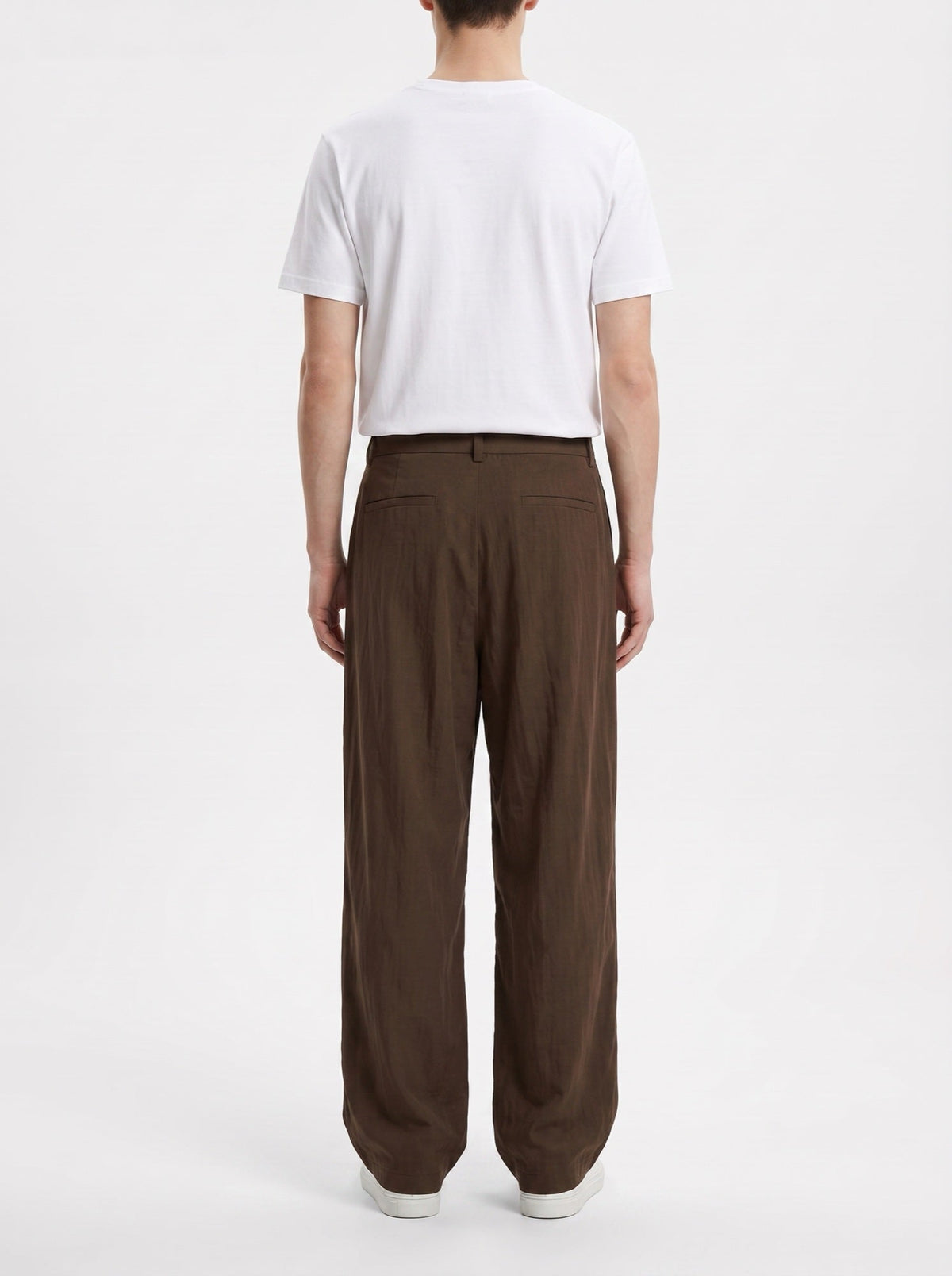 Avslappet brodert bukse med vide ben — Brun#farge_brun