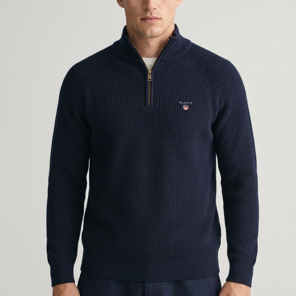 GANT® Premium genser med glidelås — Marineblå — brukt#farge_marinebl