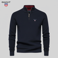 GANT® Premium genser med glidelås — Marineblå — forfra#farge_marinebl